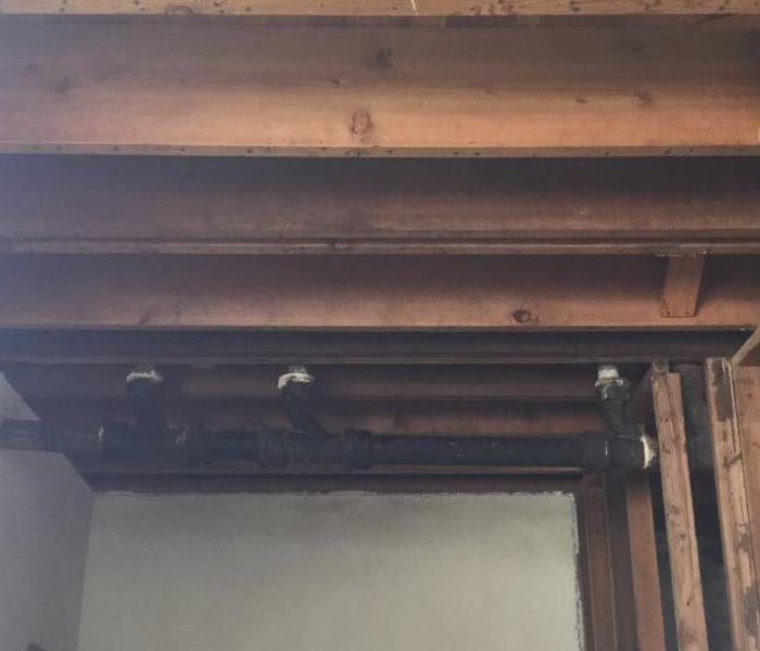 wooden frame from room exposed